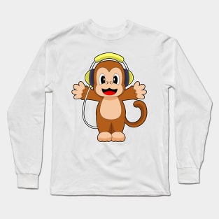 Monkey Musician Headphone Music Long Sleeve T-Shirt